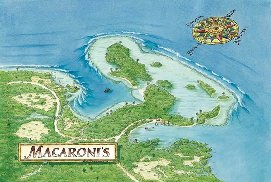 Hand Drawn Macaronis Wave Map